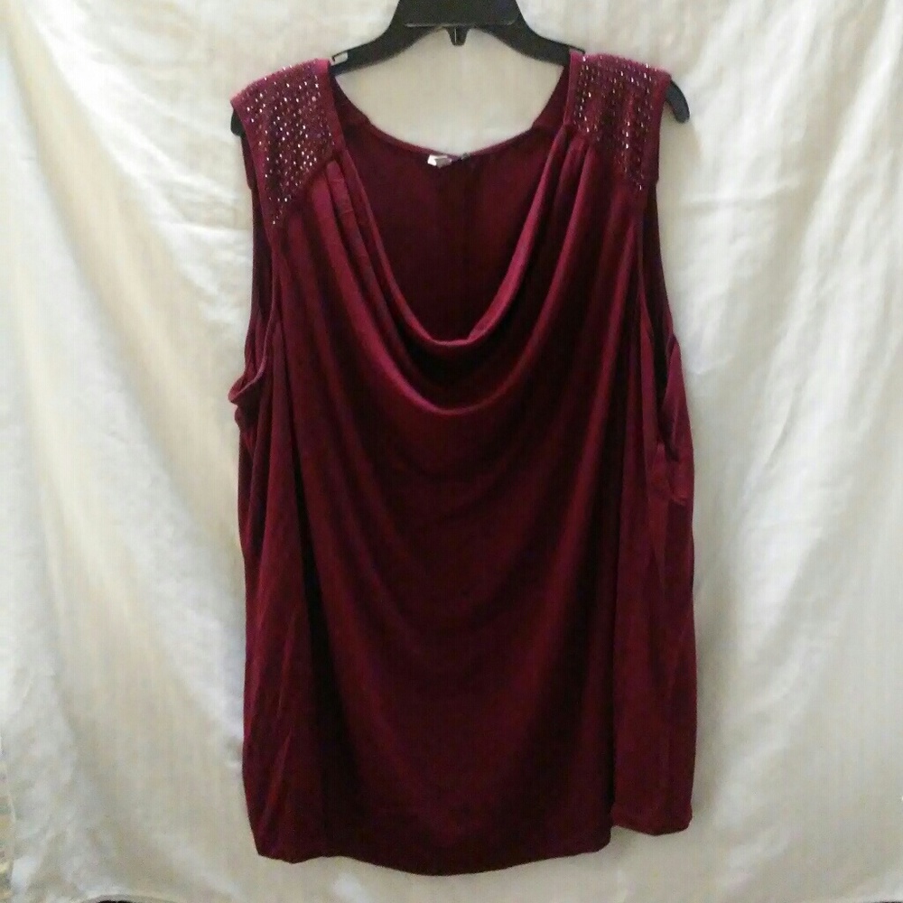 3X Halogen cowl neckline Merlot blouse